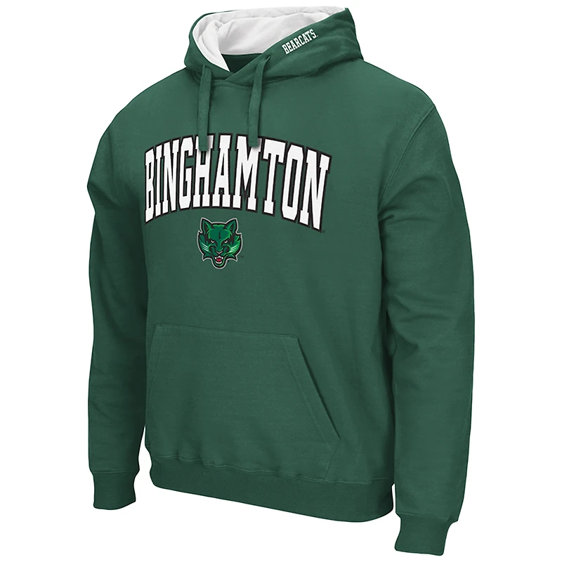 Men's Colosseum Green Binghamton Bearcats Arch & Logo 3.0 Pullover Hoodie