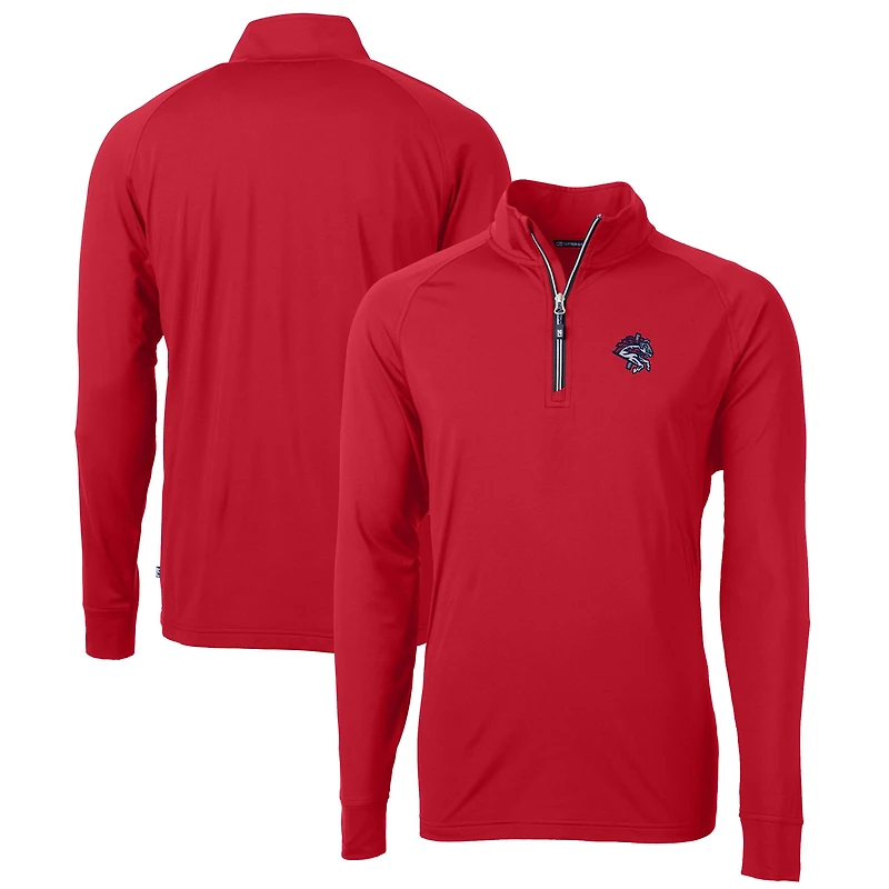 Men's Cutter & Buck Red Binghamton Rumble Ponies Adapt Eco Knit Stretch Recycled Quarter-Zip Pullover