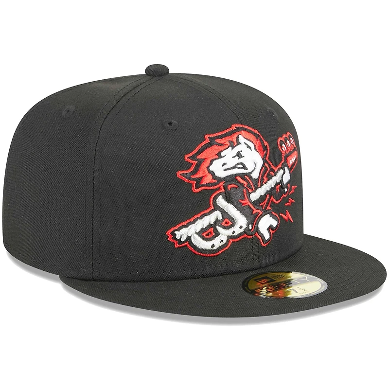 Casquette ajustée New Era pour homme Binghamton Rumble Ponies Soirées à thème Rockin' Horses 59FIFTY