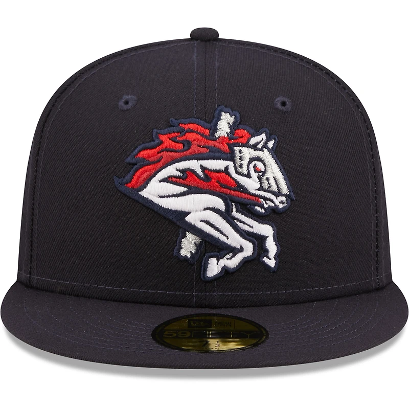Men's New Era Navy Binghamton Rumble Ponies Authentic Collection 59FIFTY Fitted Hat