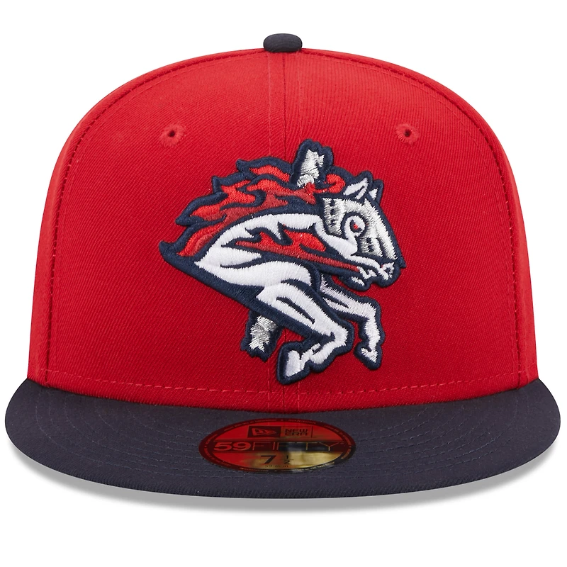 Men's New Era Red Binghamton Rumble Ponies Authentic Collection Alternate Logo 59FIFTY Fitted Hat