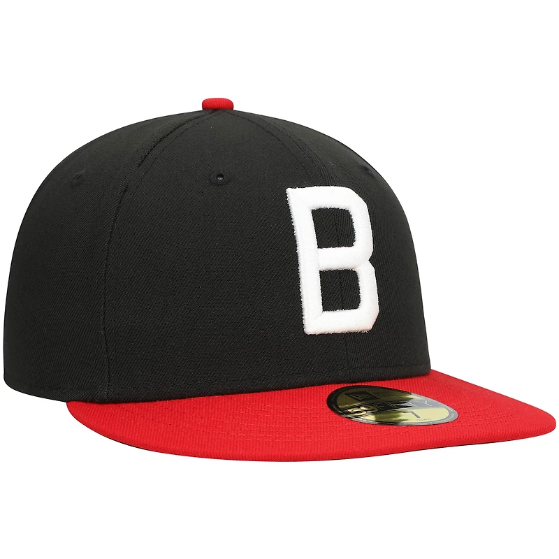 Men's New Era Black Birmingham Barons Alternate Logo 2 Authentic Collection 59FIFTY Fitted Hat