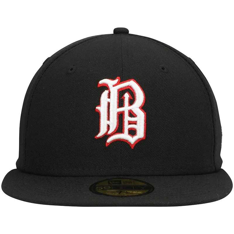 Men's New Era Black Birmingham Barons Home Authentic Collection 59FIFTY Fitted Hat