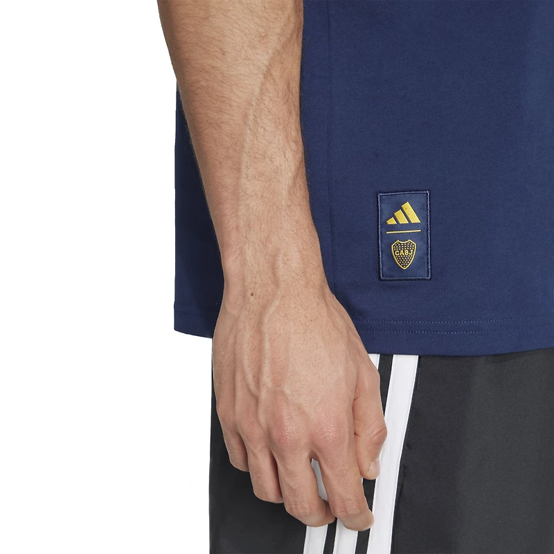 Men's adidas Navy Boca Juniors Three-Stripes Wordmark T-Shirt
