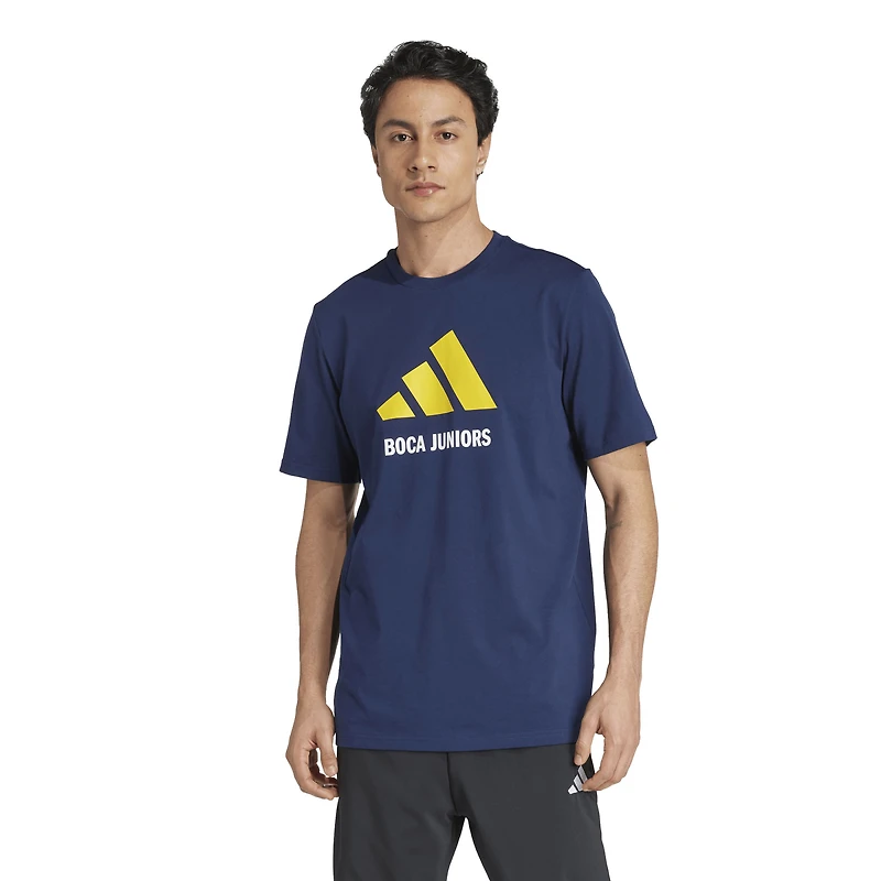 Men's adidas Navy Boca Juniors Three-Stripes Wordmark T-Shirt