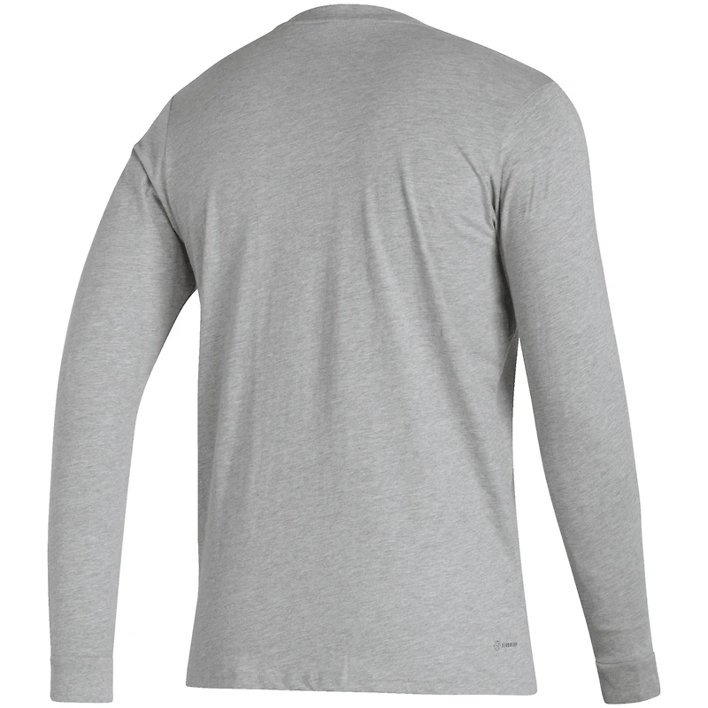 Men's adidas Heather Gray Boca Juniors Team Crest Long Sleeve T-Shirt