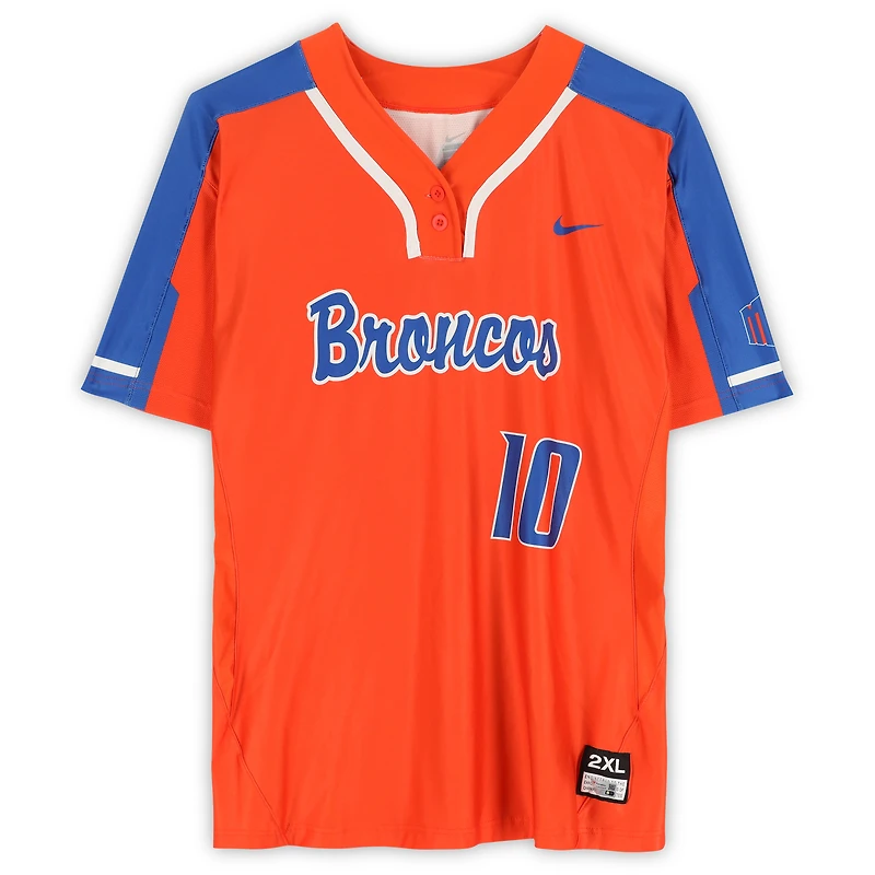 Boise State Broncos Team-Issued #10 Orange Jersey from the Softball Program - Size 2XL