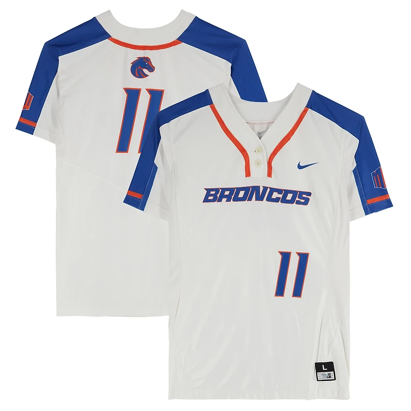 Boise State Broncos Team-Issued #11 White Jersey from the Softball Program