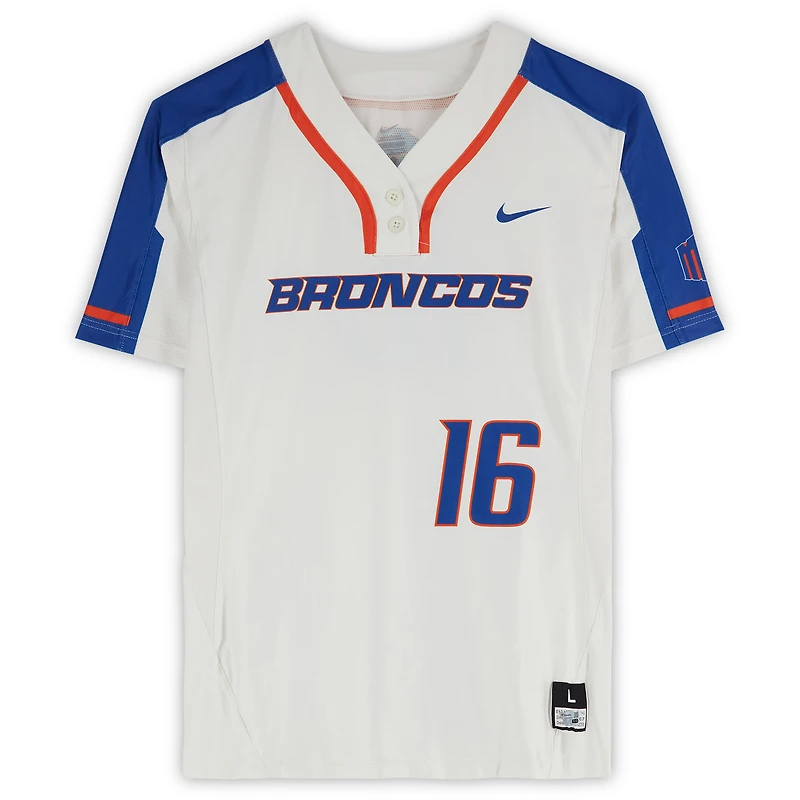 Boise State Broncos Team-Issued #16 White Jersey from the Softball Program - Size L