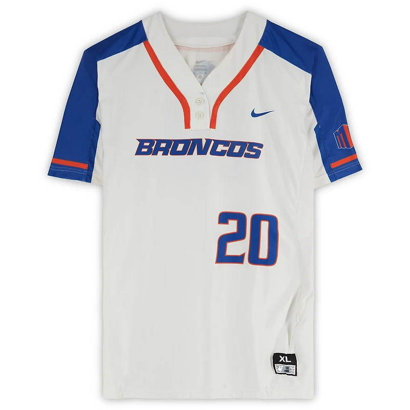 Boise State Broncos Team-Issued #20 White Jersey from the Softball Program - Size XL