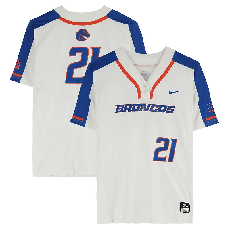 Boise State Broncos Team-Issued #21 White Jersey from the Softball Program - Size XL