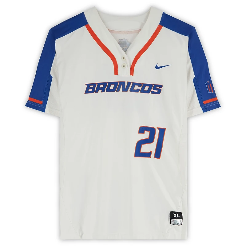 Maillot blanc n° émis par l'équipe des Boise State Broncos du programme de softball