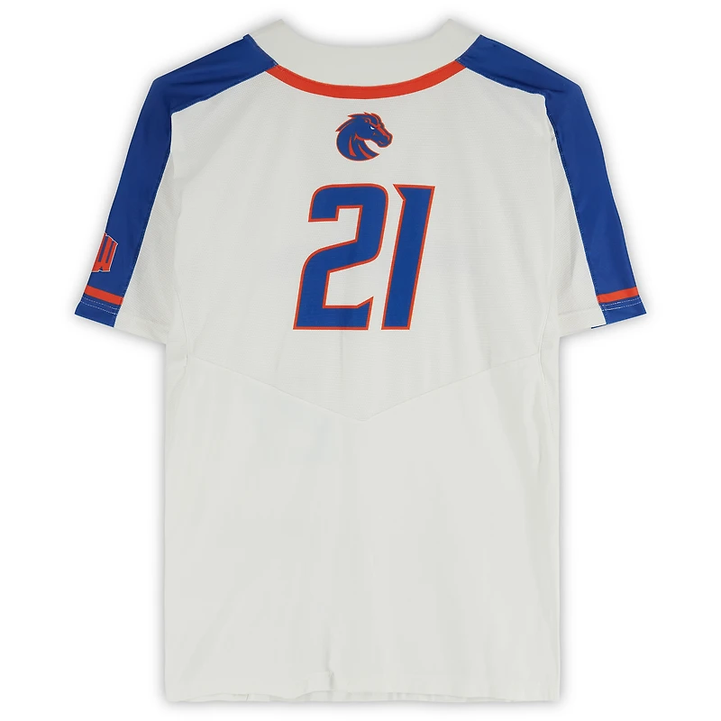 Maillot blanc n° émis par l'équipe des Boise State Broncos du programme de softball
