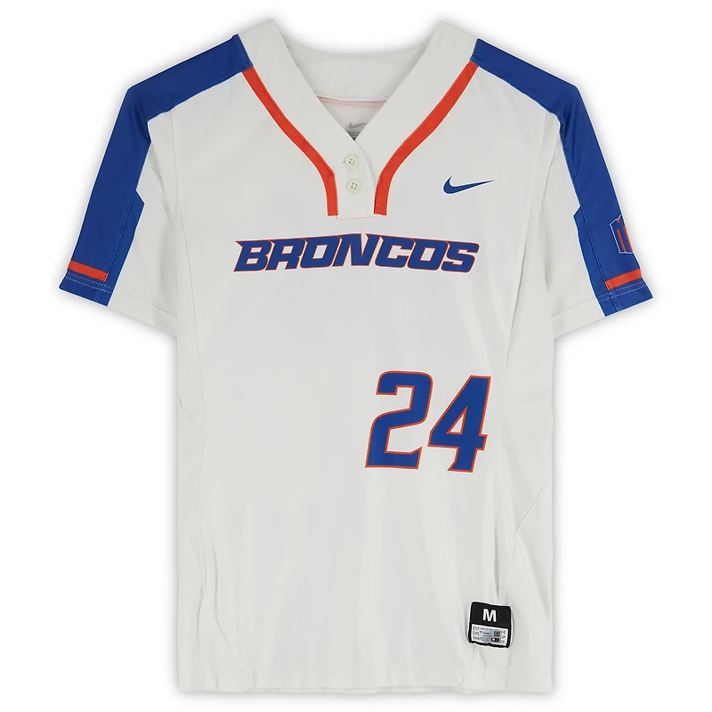 Boise State Broncos Team-Issued #24 White Jersey from the Softball Program - Size M