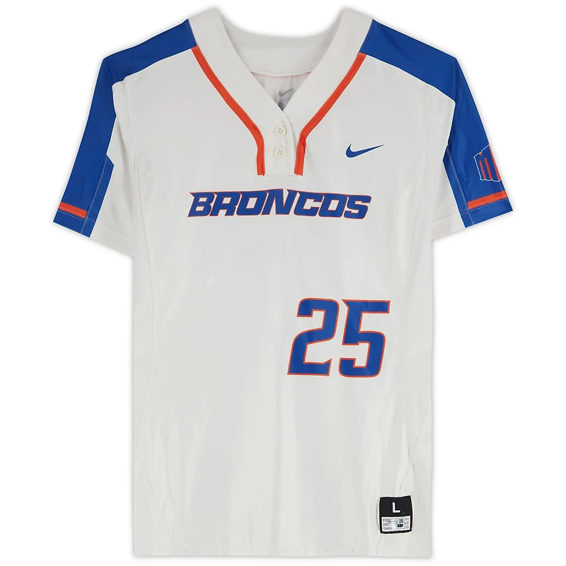 Boise State Broncos Team-Issued #25 White Jersey from the Softball Program