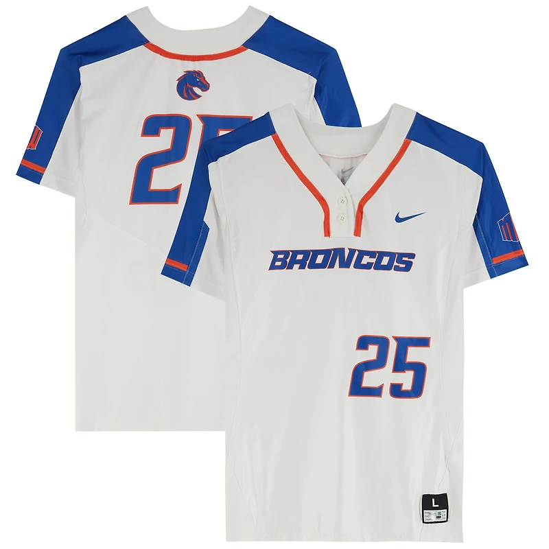 Boise State Broncos Team-Issued #25 White Jersey from the Softball Program