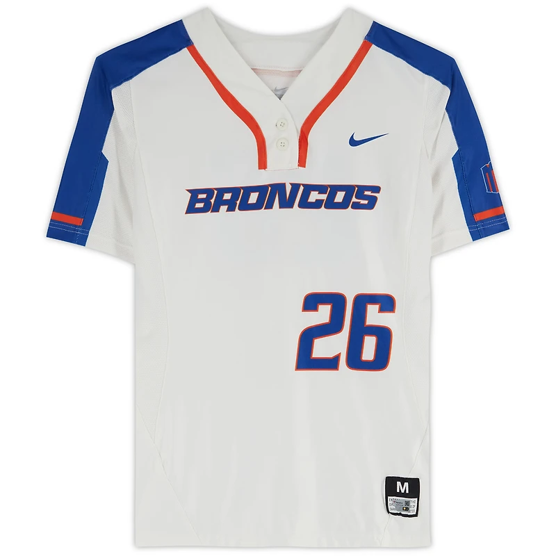 Boise State Broncos Team-Issued #26 White Jersey from the Softball Program - Size M