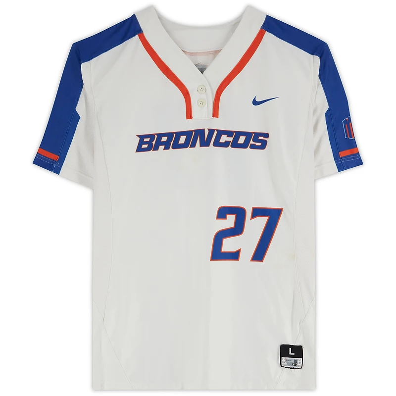 Boise State Broncos Team-Issued #27 White Jersey from the Softball Program - Size L