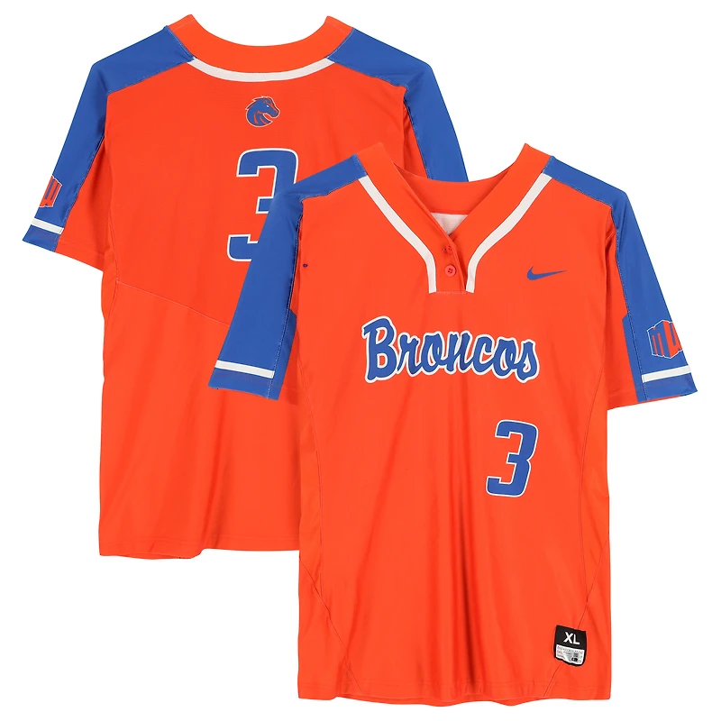 Maillot orange n°3 émis par l'équipe des Boise State Broncos du programme de softball - Taille XL
