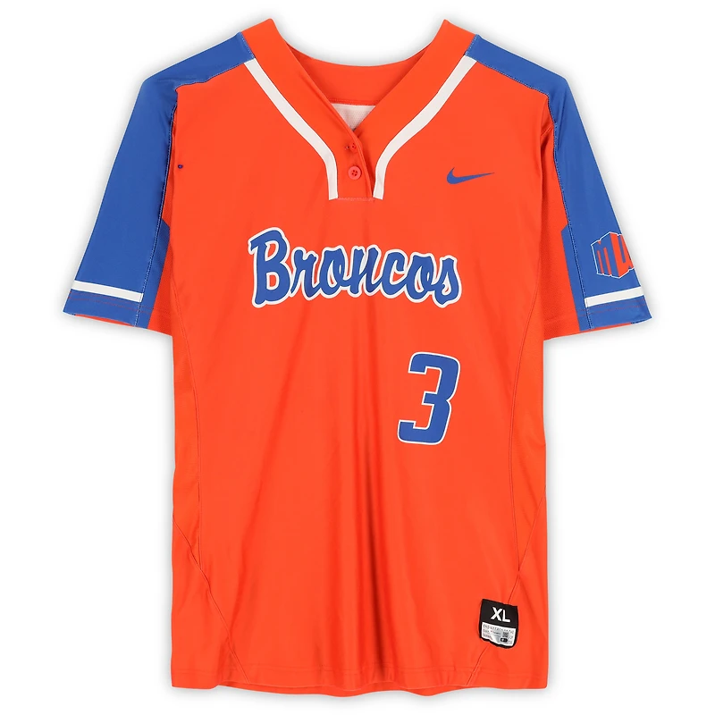 Maillot orange n°3 émis par l'équipe des Boise State Broncos du programme de softball - Taille XL