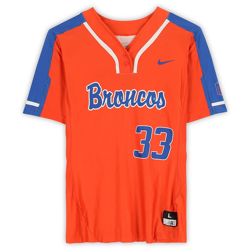 Boise State Broncos Team-Issued #33 Orange Jersey from the Softball Program - Size L