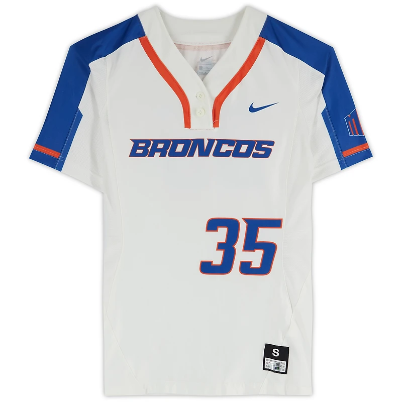 Boise State Broncos Team-Issued #35 White Jersey from the Softball Program