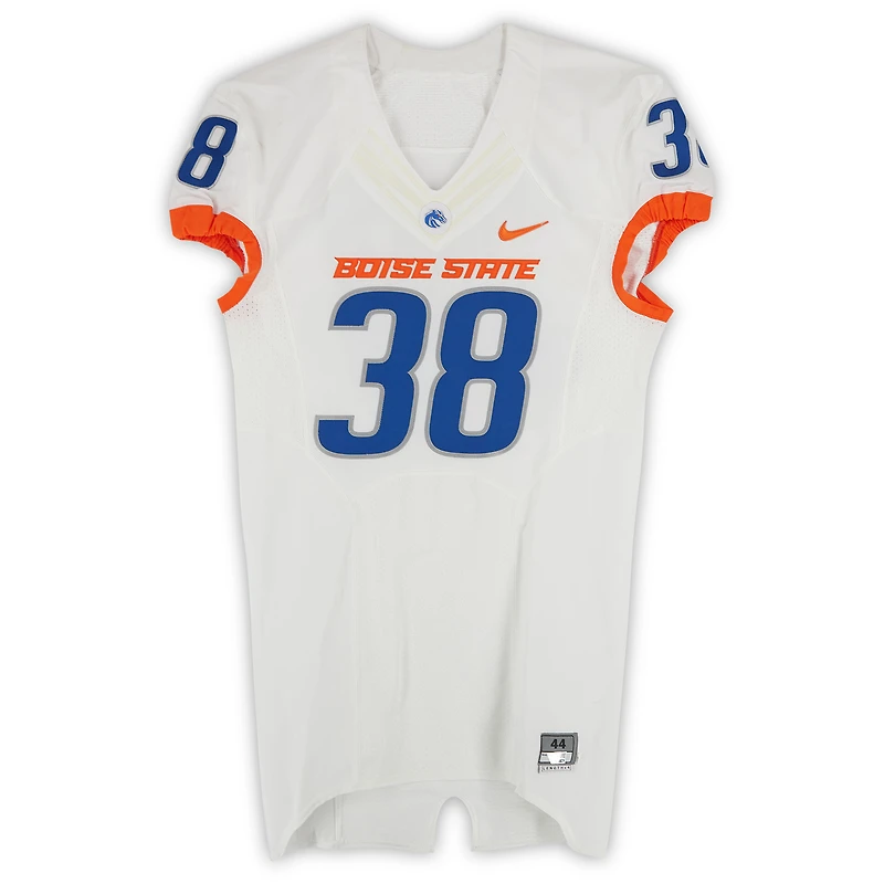 Boise State Broncos Team-Issued #38 White Nike Jersey from the 2015-23 NCAA Football Seasons - Size 44+4