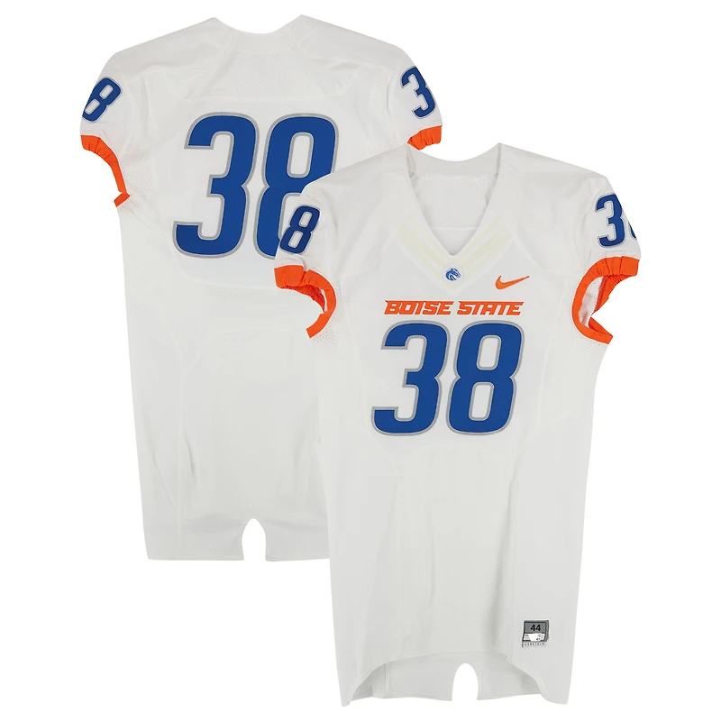 Boise State Broncos Team-Issued #38 White Nike Jersey from the 2015-23 NCAA Football Seasons - Size 44+4