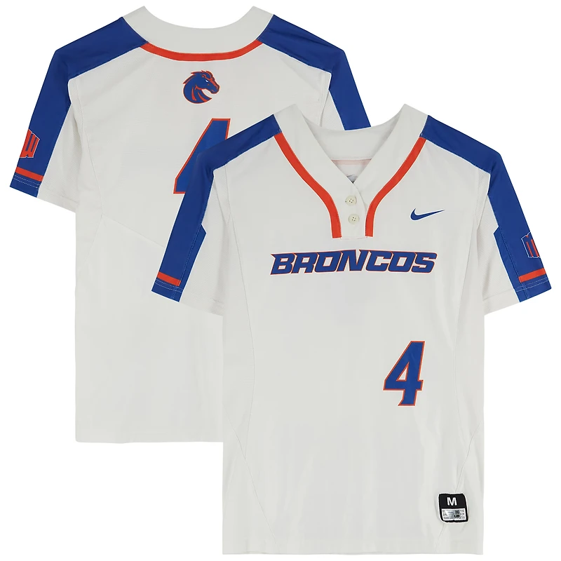 Boise State Broncos Team-Issued #4 White Jersey from the Softball Program - Size M