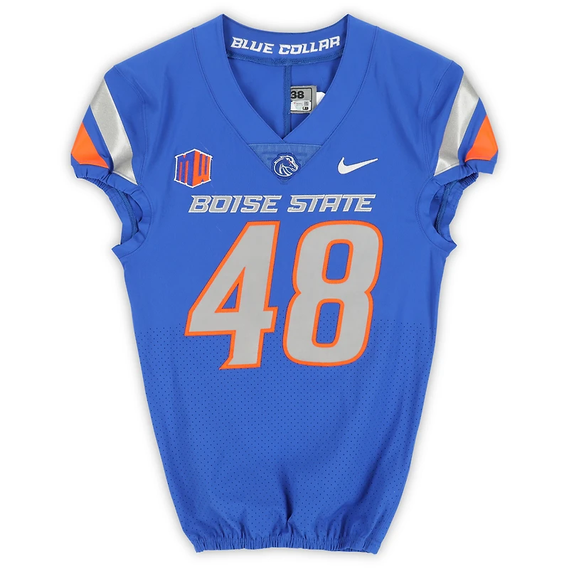 Boise State Broncos Team-Issued #48 Royal Nike Jersey from the Football Program - Size 38