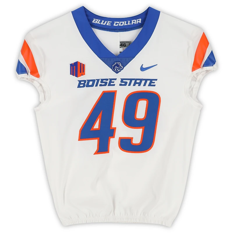 Boise State Broncos Team-Issued #49 White Nike Jersey from the Football Program - Size 46