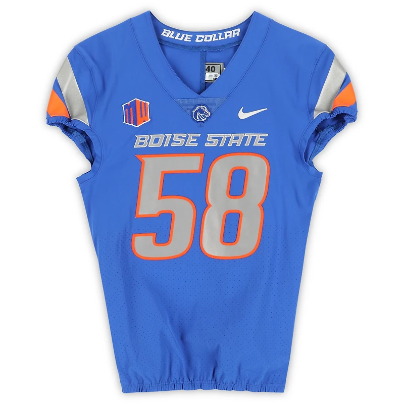 Boise State Broncos Team-Issued #58 Royal Nike Jersey from the Football Program - Size 40