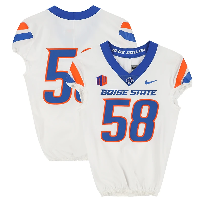 Boise State Broncos Team-Issued #58 White Nike Jersey from the Football Program - Size 40