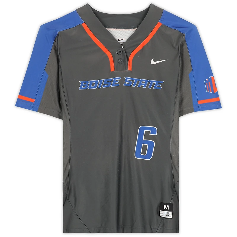 Boise State Broncos Team-Issued #6 Gray Jersey from the Softball Program - Size M