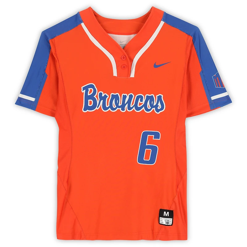 Maillot orange n°6 des Boise State Broncos émis par l'équipe du programme de softball - Taille M