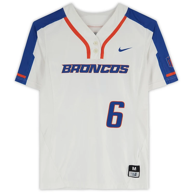 Boise State Broncos Team-Issued #6 White Jersey from the Softball Program - Size M