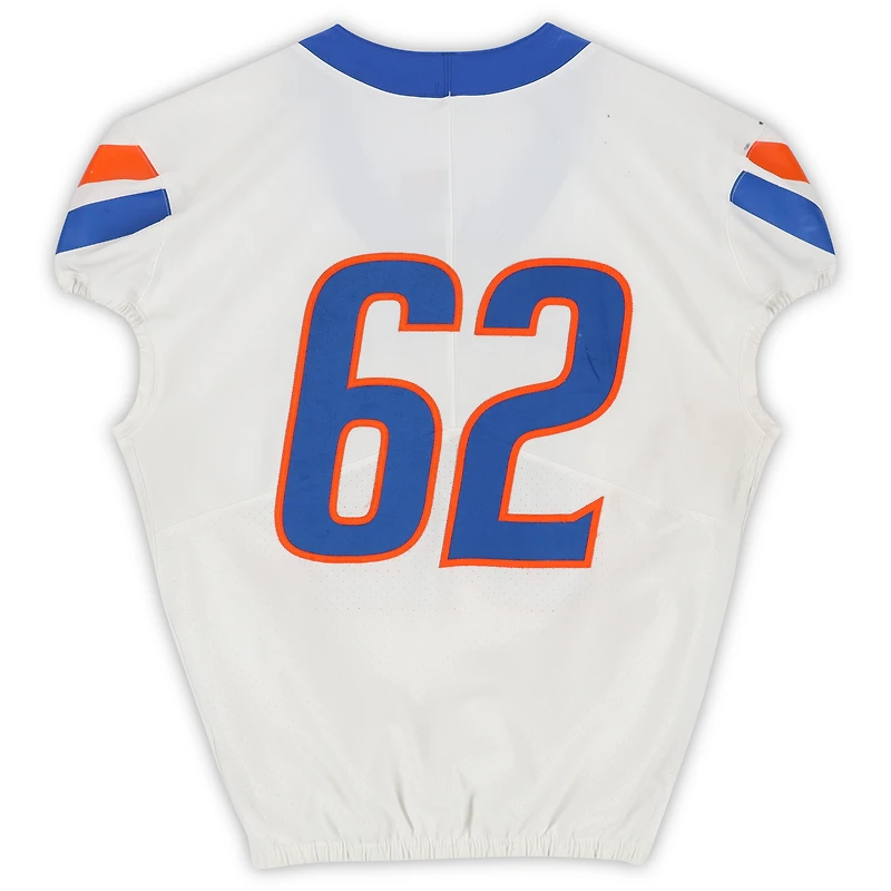 Boise State Broncos Team-Issued #62 White Nike Jersey from the Football Program - Size 48
