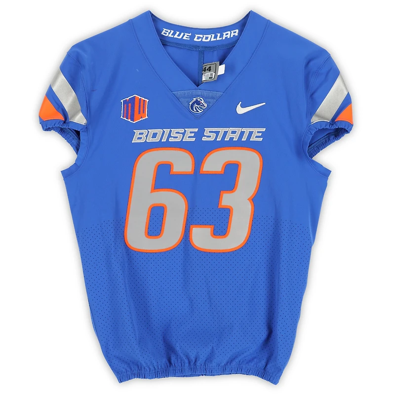 Boise State Broncos Team-Issued #63 Royal Nike Jersey from the Football Program - Size 44