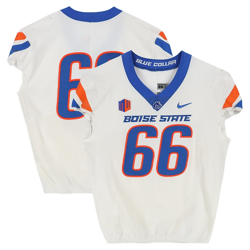 Boise State Broncos Team-Issued #66 White Nike Jersey from the Football Program - Size 48