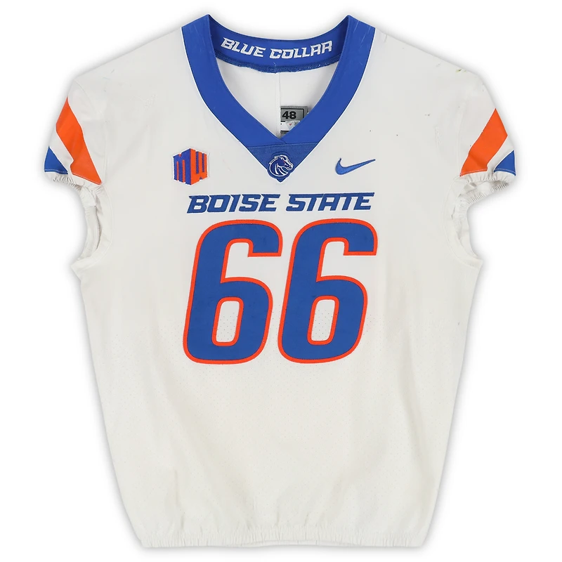 Boise State Broncos Team-Issued #66 White Nike Jersey from the Football Program - Size 48
