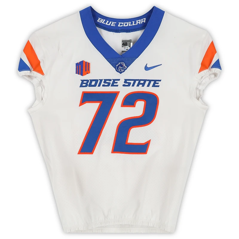 Boise State Broncos Team-Issued #72 White Nike Jersey from the Football Program - Size 48