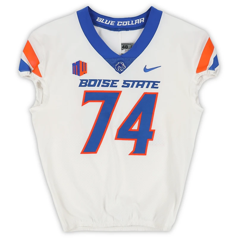 Boise State Broncos Team-Issued #74 White Nike Jersey from the Football Program - Size 48