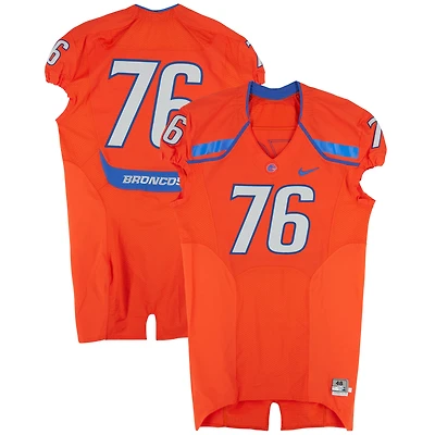 Boise State Broncos Team-Issued #76 Orange Nike Jersey from the 2009-12 NCAA Football Seasons - Size 48+4