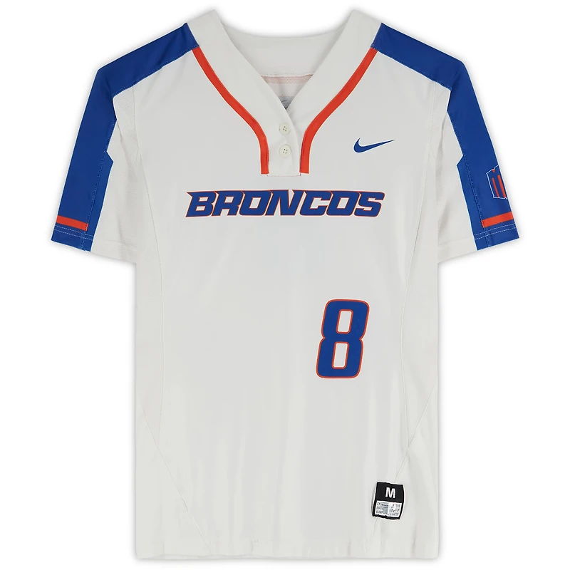 Boise State Broncos Team-Issued #8 White Jersey from the Softball Program - Size M