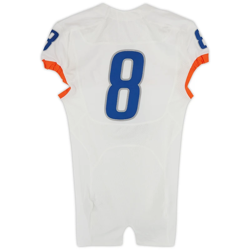 Boise State Broncos Team-Issued #8 White Nike Jersey from the 2015-23 NCAA Football Seasons - Size 40