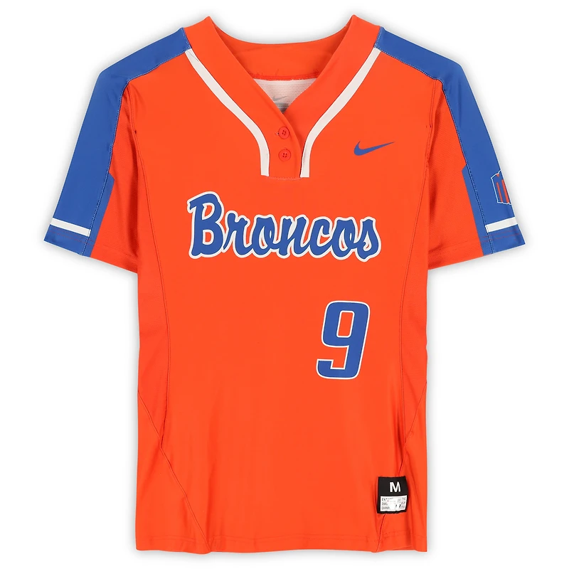 Boise State Broncos Team-Issued #9 Orange Jersey from the Softball Program - Size M