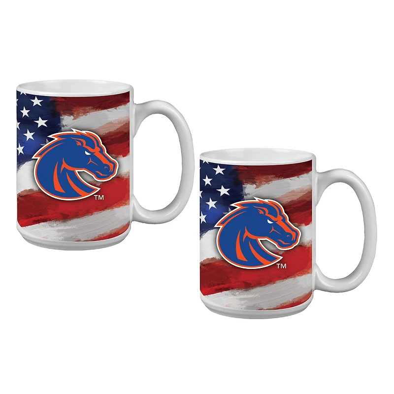 Ensemble de deux tasses Boise State Broncos de 44 cl (15 oz) style américain