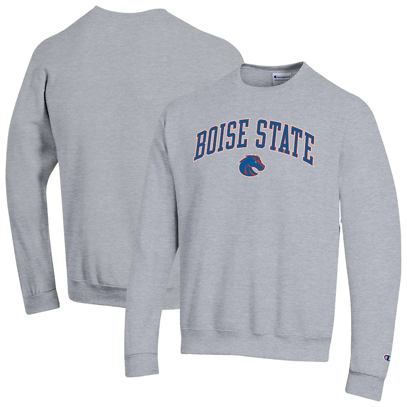 Sweat-shirt à capuche Champion Heather Grey Boise State Broncos avec logo Arch Over pour homme