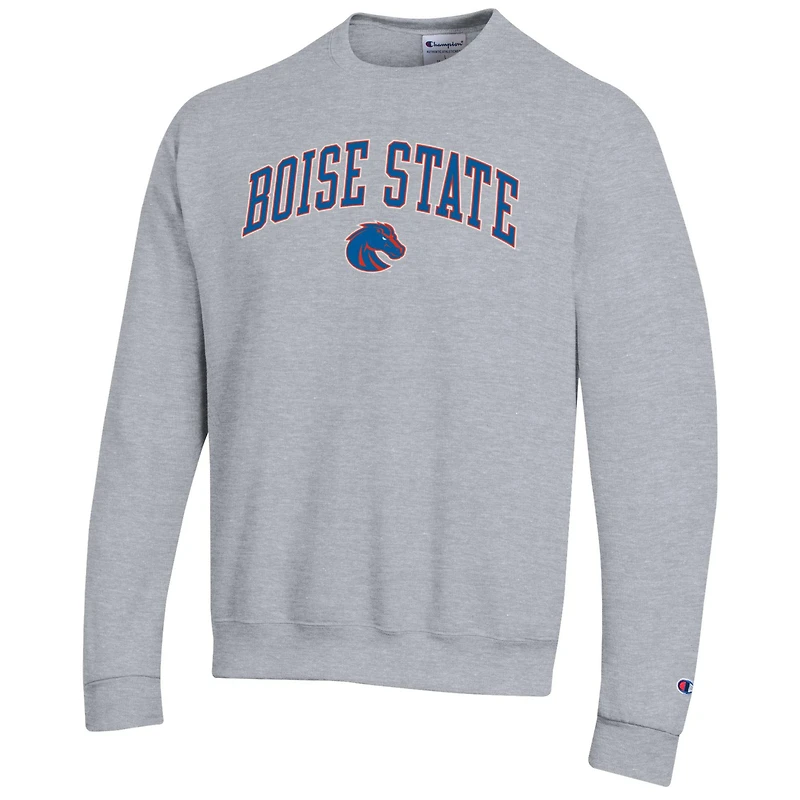 Men's Champion  Heather Gray Boise State Broncos Arch Over Logo Pullover Sweatshirt