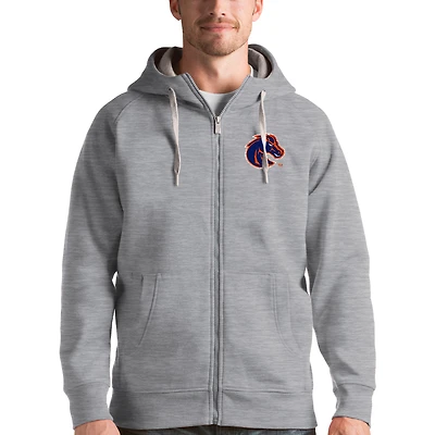 Men's Antigua Gray Boise State Broncos Victory Full-Zip Hoodie